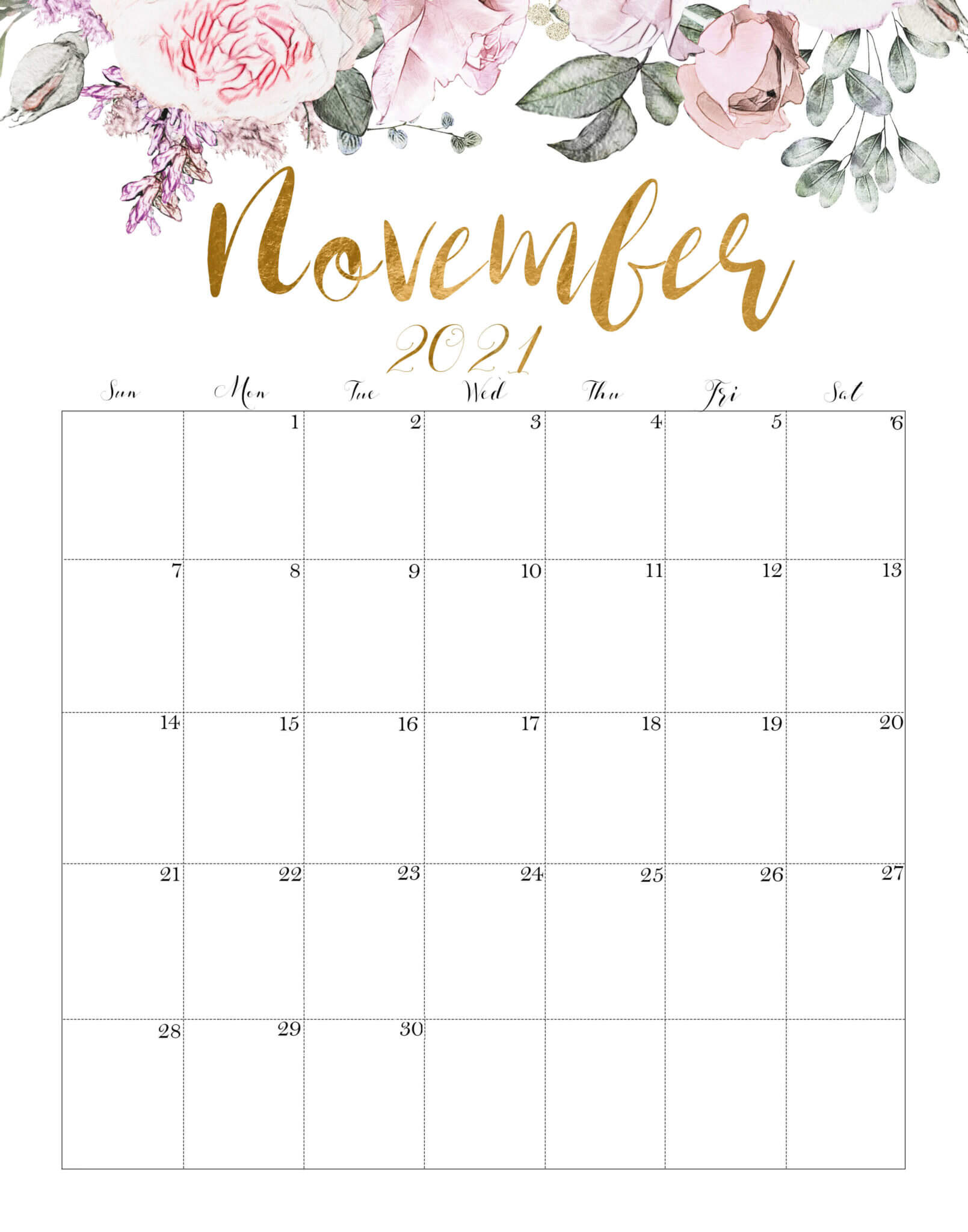 Cute November 2021 Desk Calendar