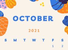 Cute October 2021 Floral Calendar