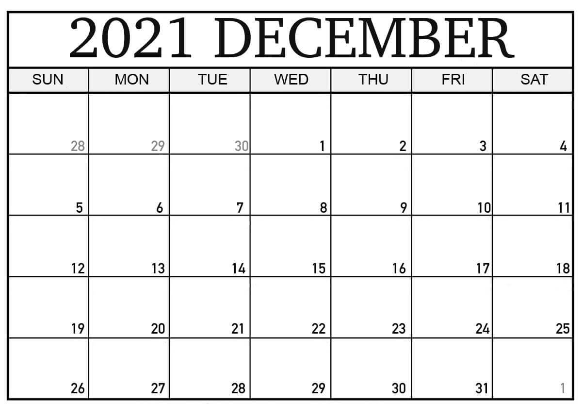 December 2021 Blank Calendar