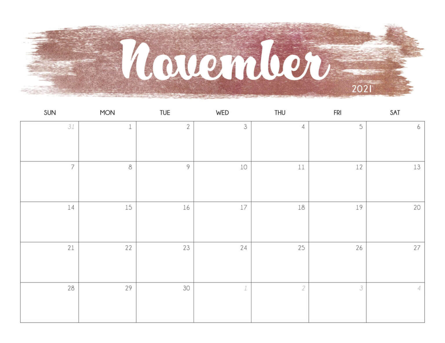 November 2021 Desk Calendar