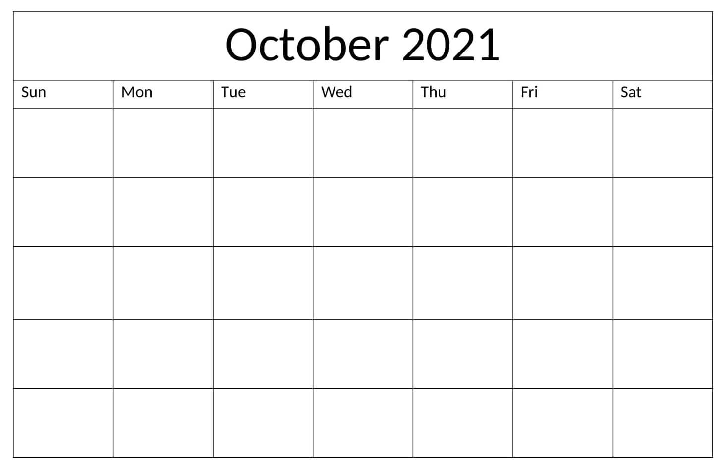 October 2021 Blank Calendar Template