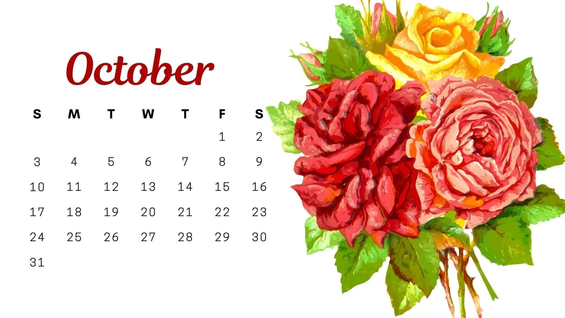 October 2021 Floral Calendar Wallpaper