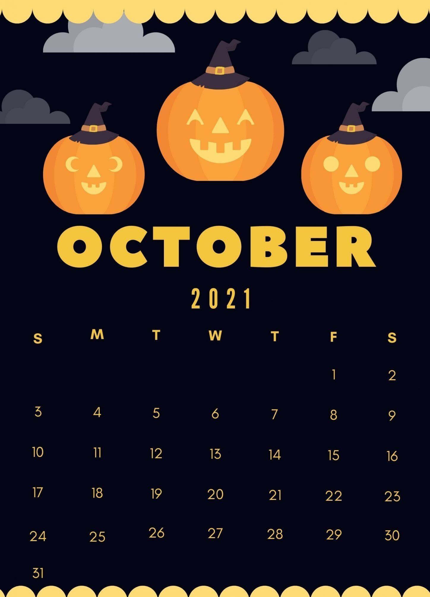 October 2021 iPhone Calendar Wallpaper