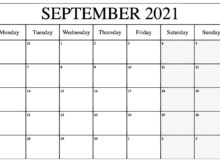 Sep 2021 Calendar Template