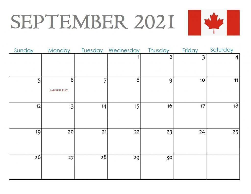September 2021 Calendar Canada with Holidays