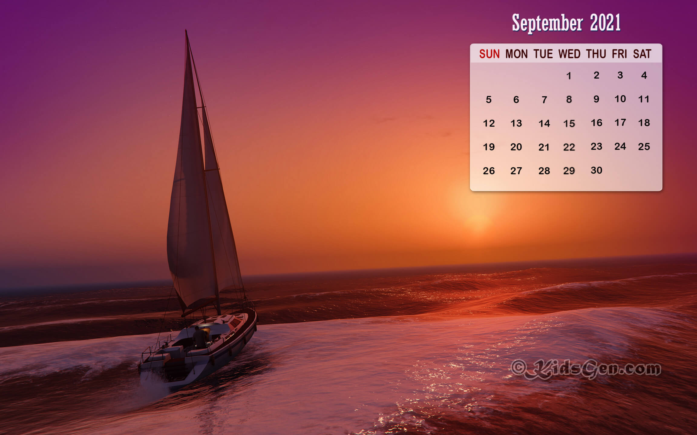 September 2021 Desktop Background Calendar Wallpaper