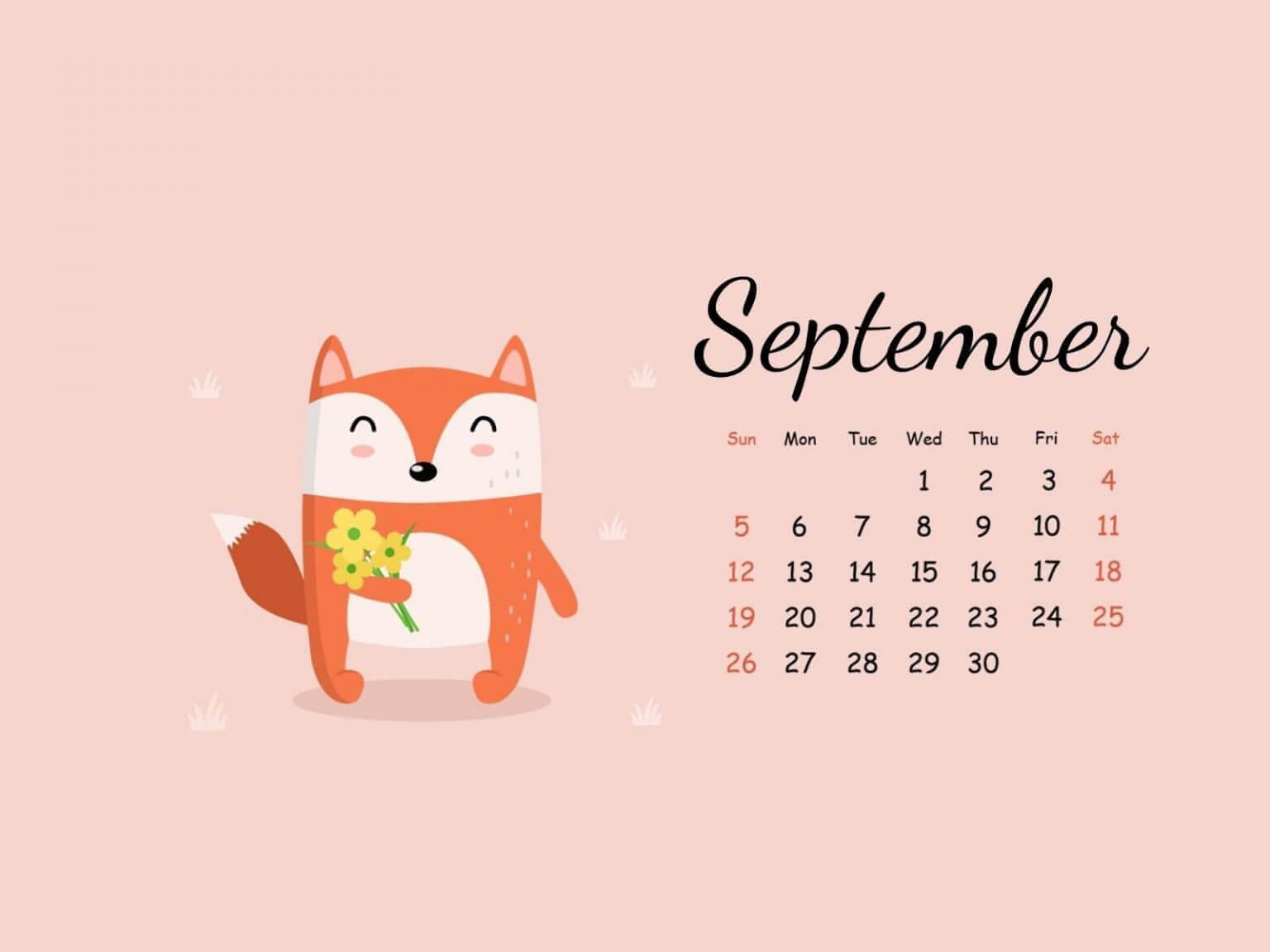 September 2021 Desktop Calendar Wallpaper