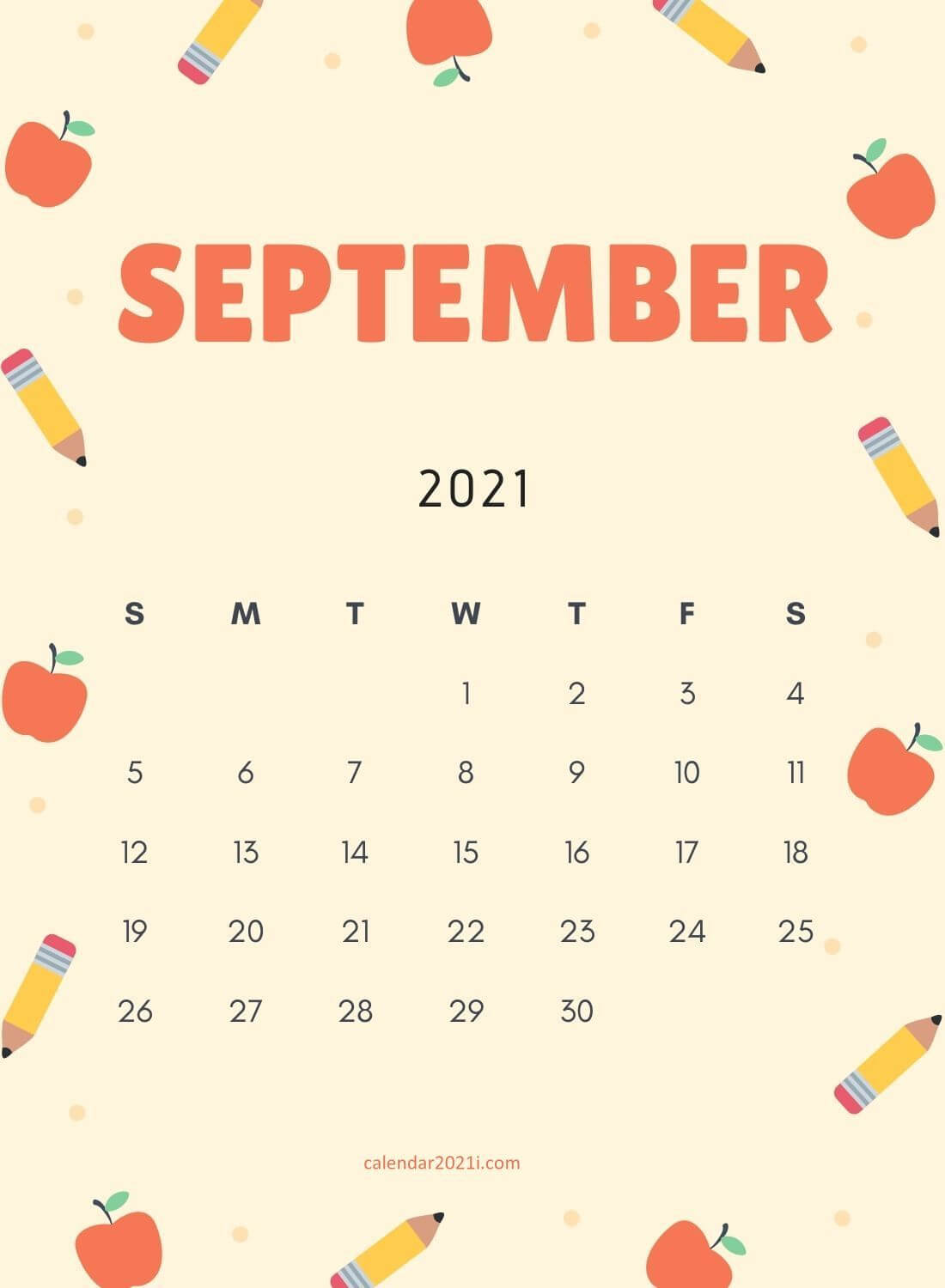 September 2021 iPhone Calendar Wallpaper