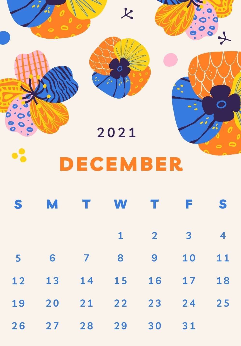 Cute December 2021 Calendar Wallpaper