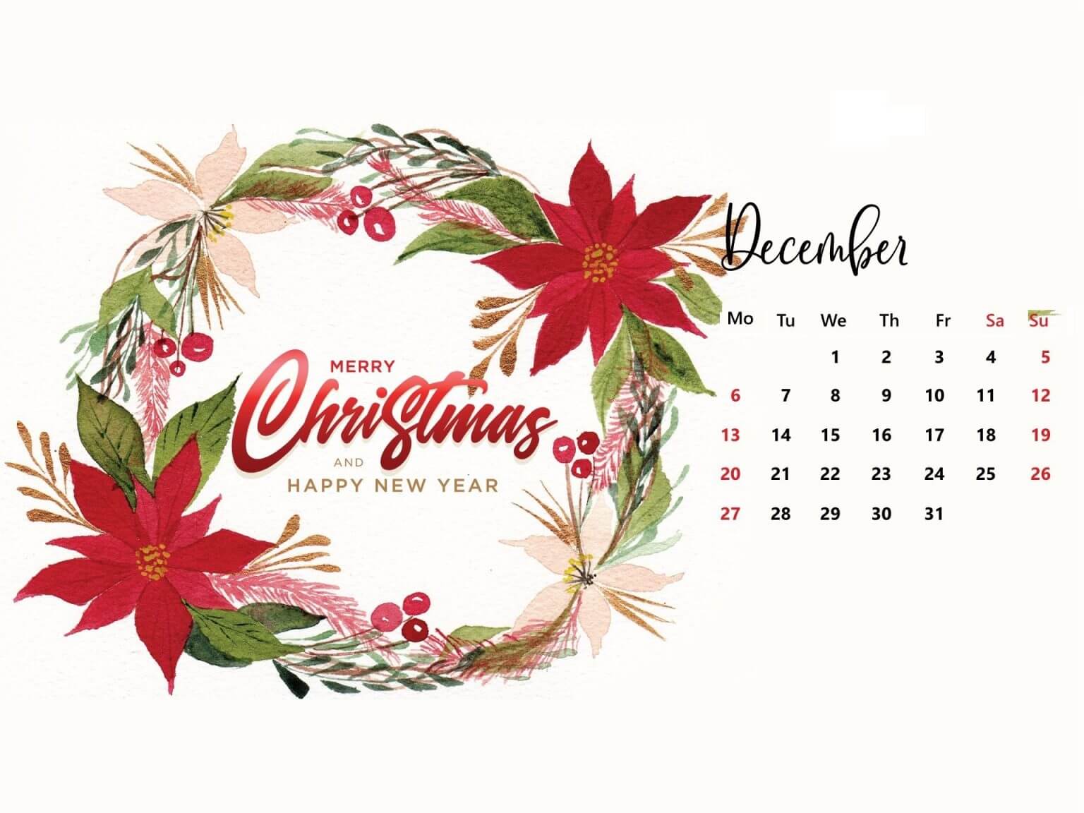 December 2021 Desktop Background Calendar