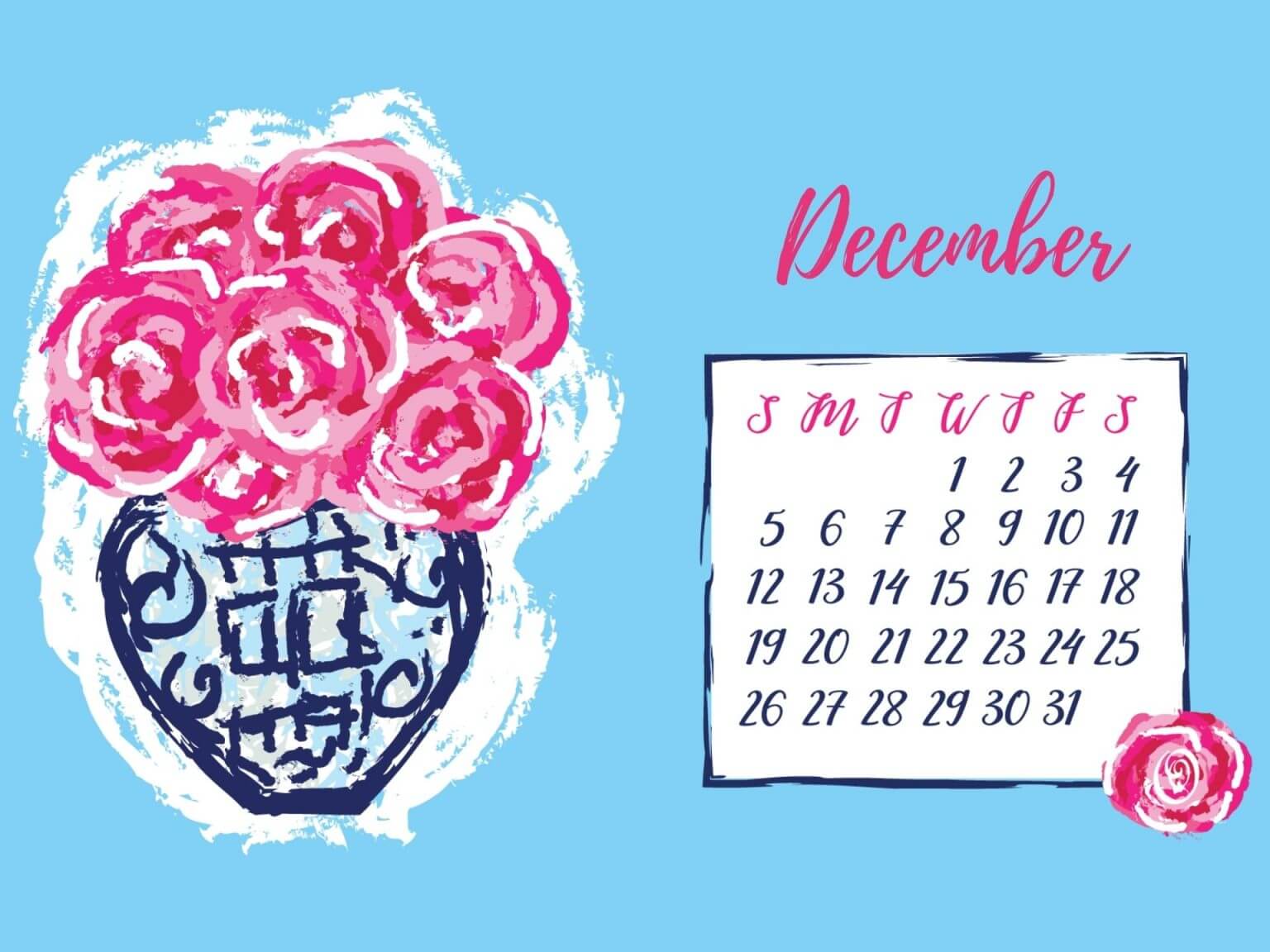December 2021 Desktop Calendar Wallpaper