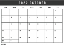 Free Printable October 2022 Calendar