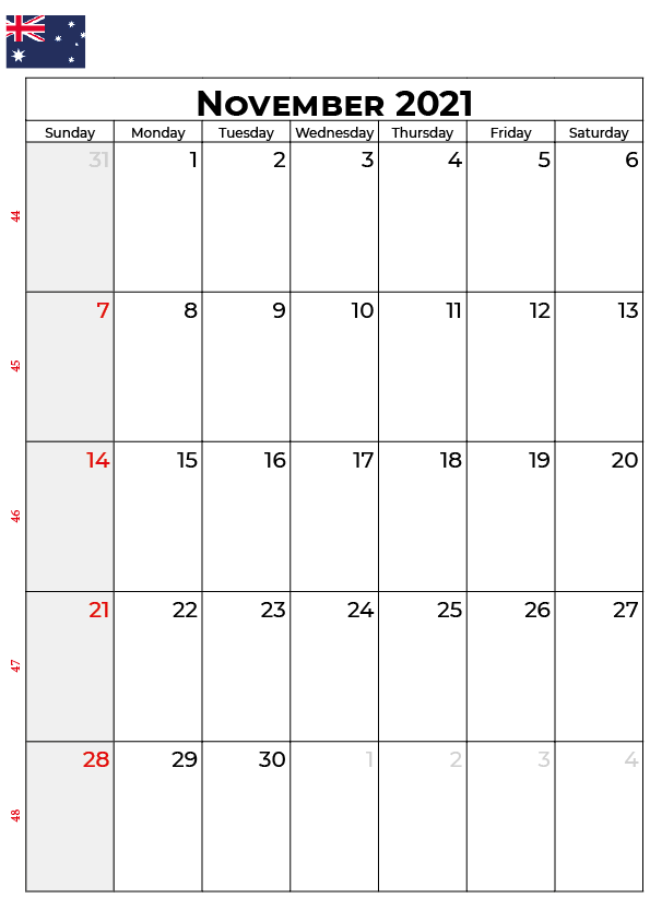 November 2021 Australia holidays Calendar