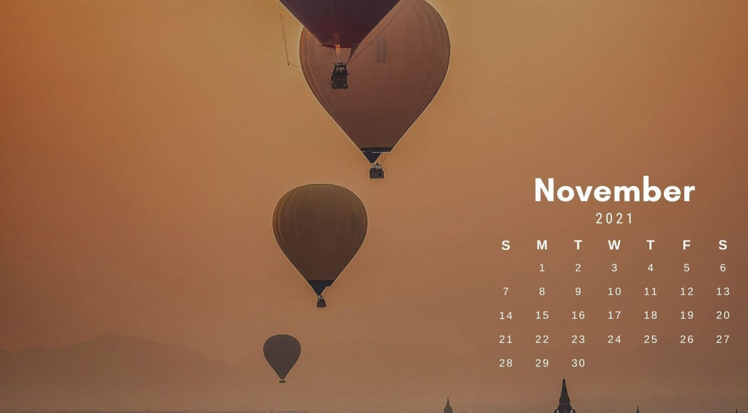 November 2021 Desktop Calendar Wallpaper
