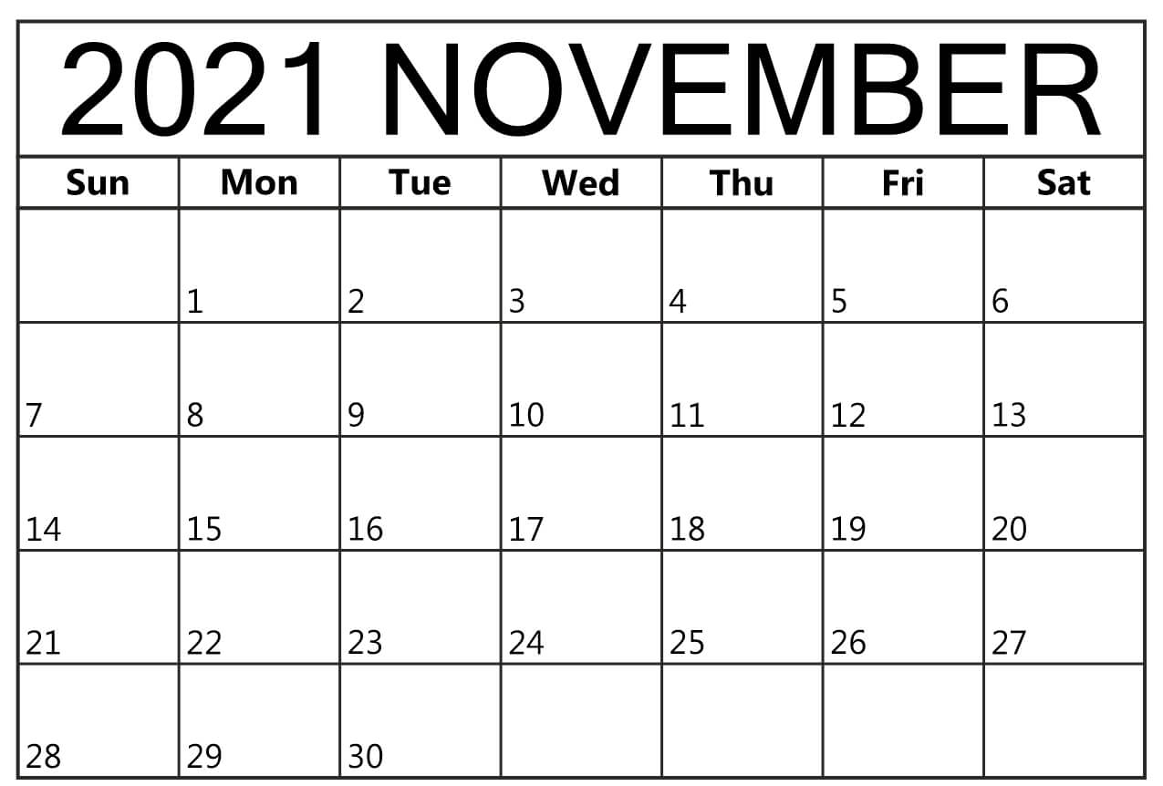 Printable November 2021 Blank Calendar