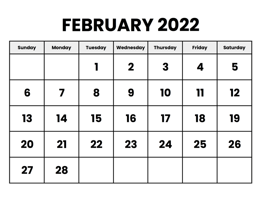 February 2022 Calendar Word