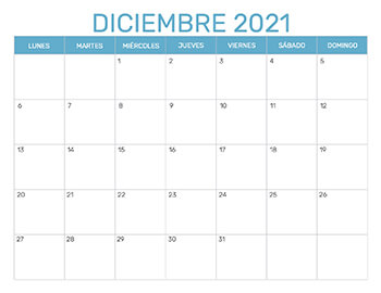 Calendario de Vacaciones de Diciembre de 2021
