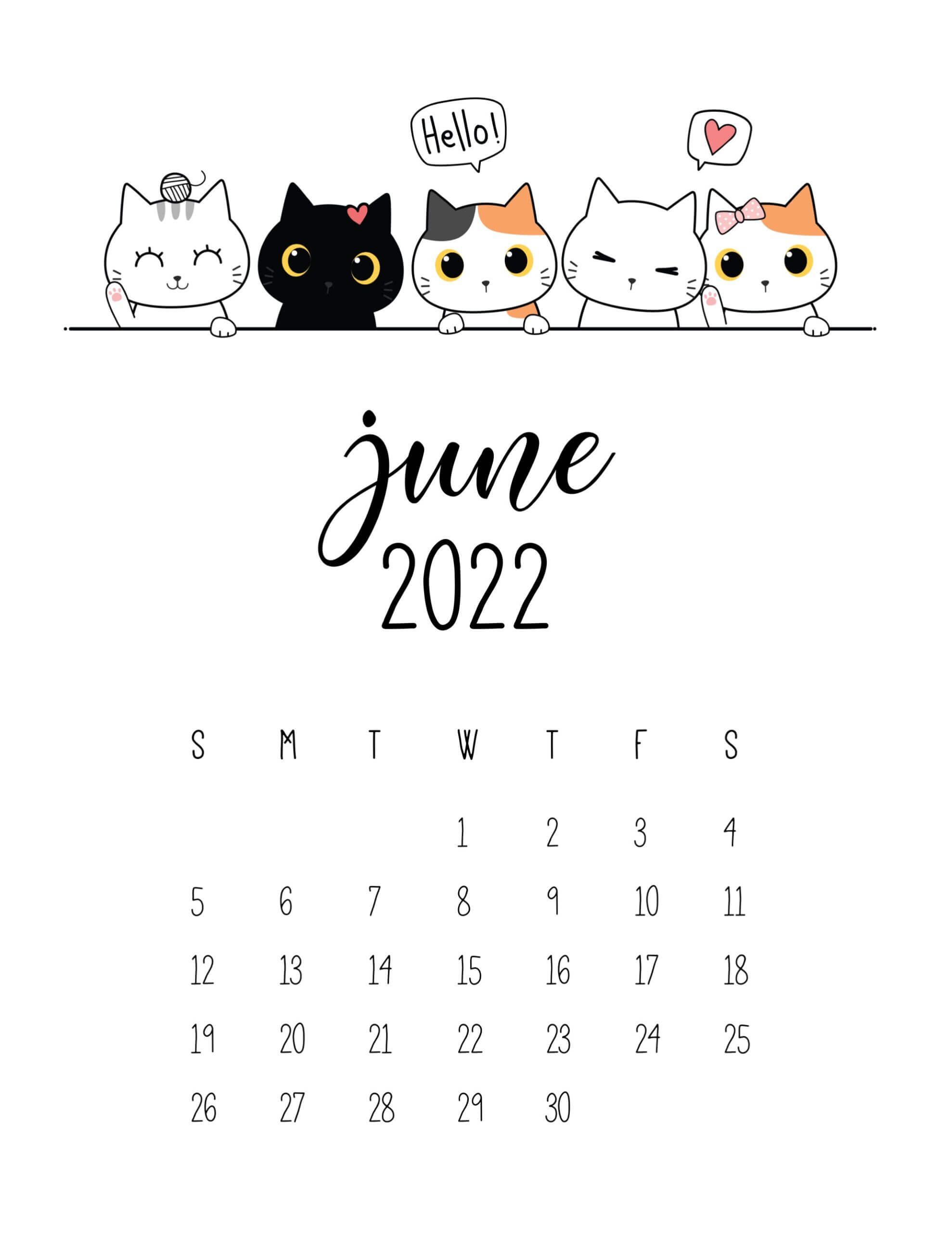 Cute June 2022 Calendar
