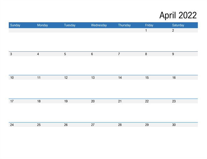 Monthly March 2022 Calendar Excel