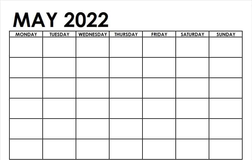 Note Your important Notes in May 2022 Calendar Blank
