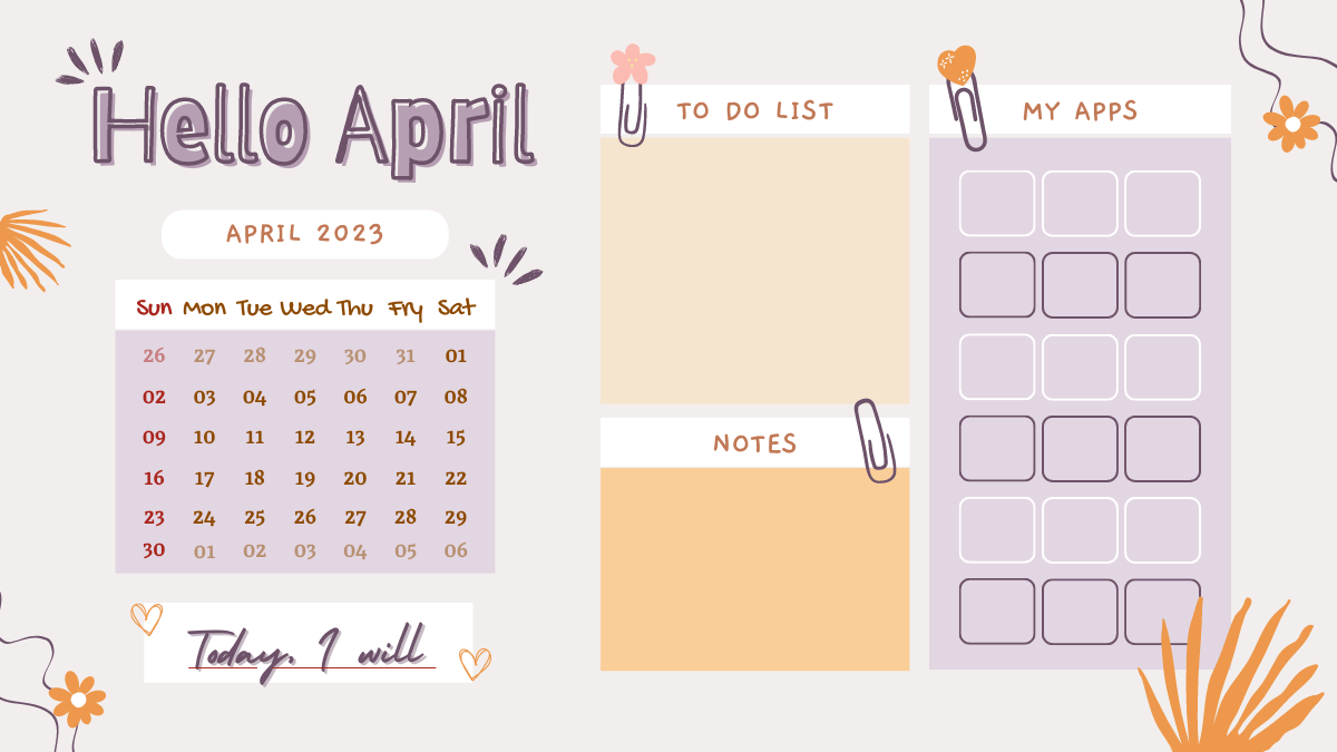 April 2023 Cute Calendar