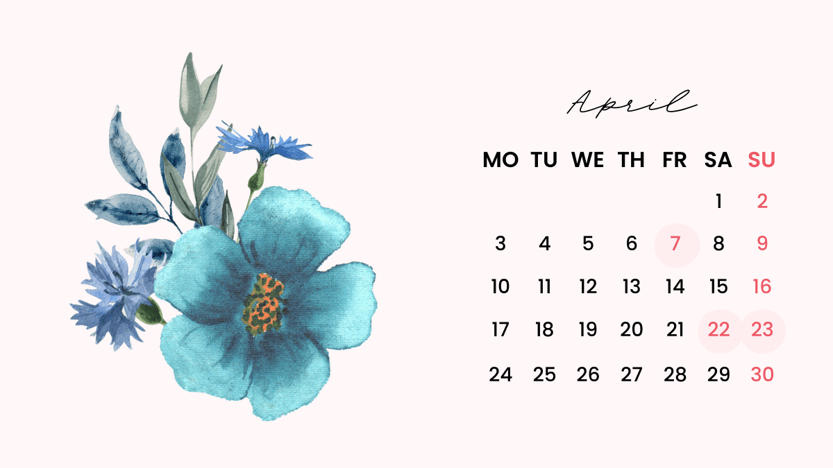 April 2023 Floral Calendar Template