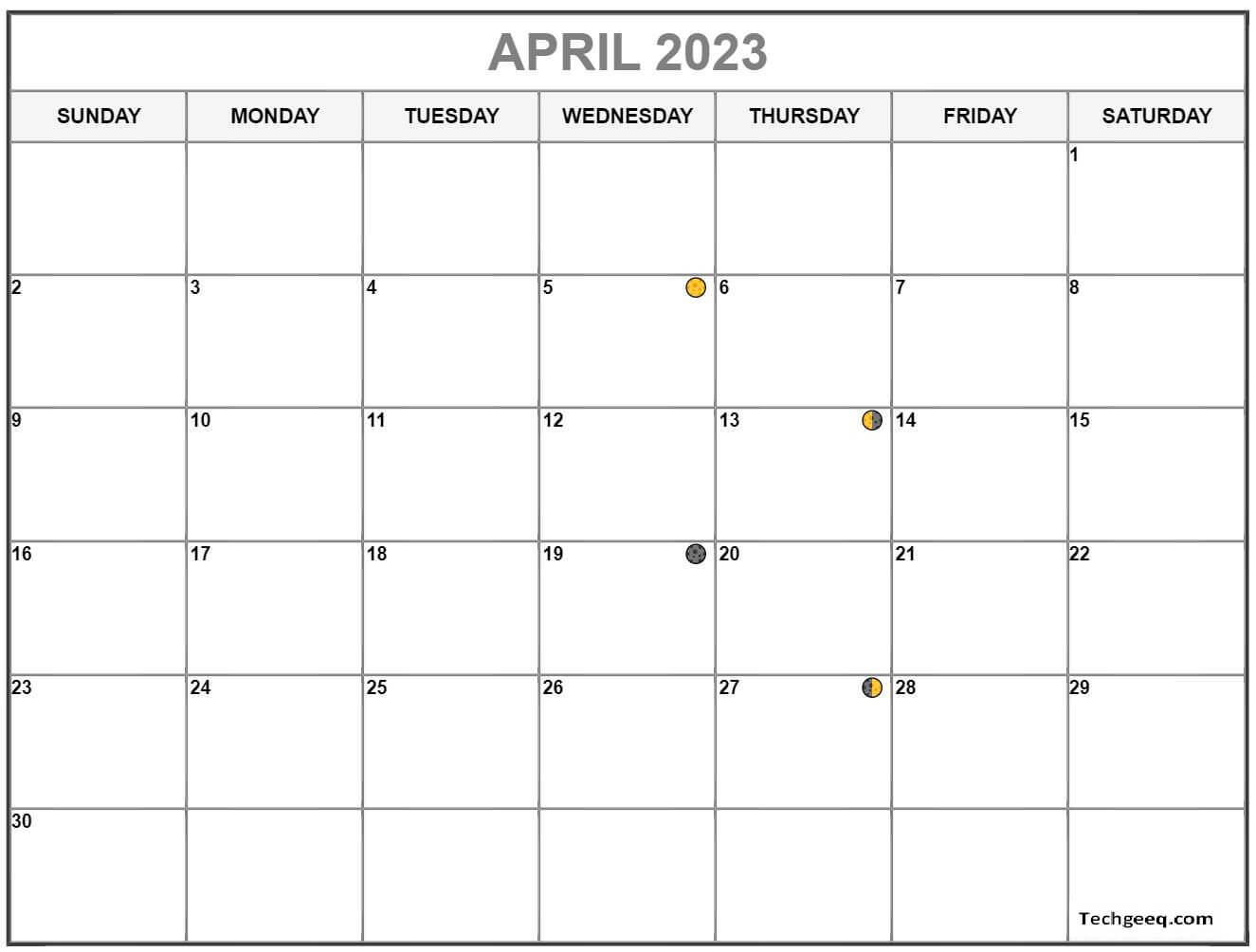 April 2023 Lunar Calendar Template