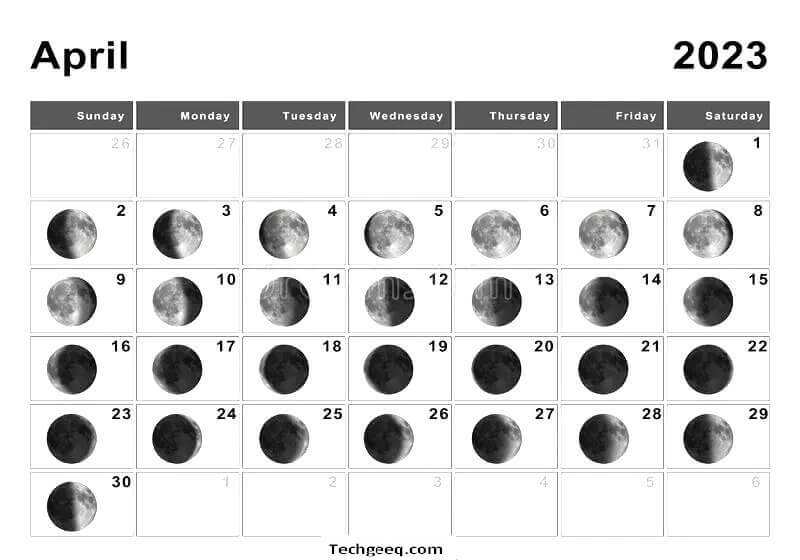 April Lunar Calendar 2023