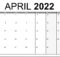 Blank Calendar April 2022