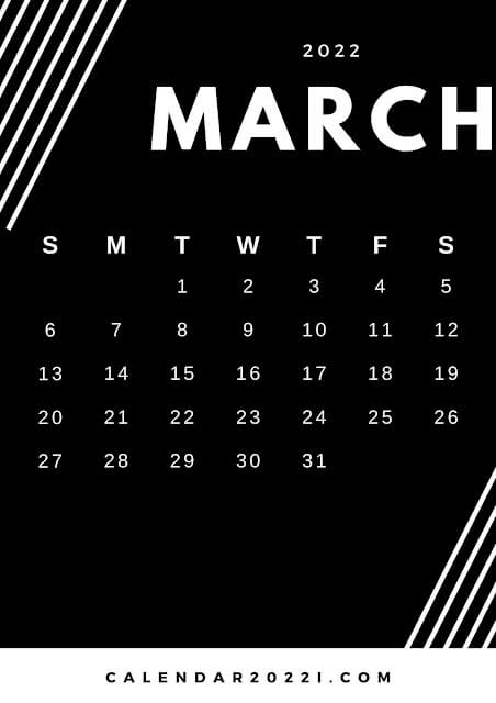 Download March 2022 Calendar Wallpaper