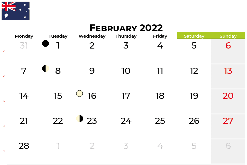 February 2022 calendar australia with holidays
