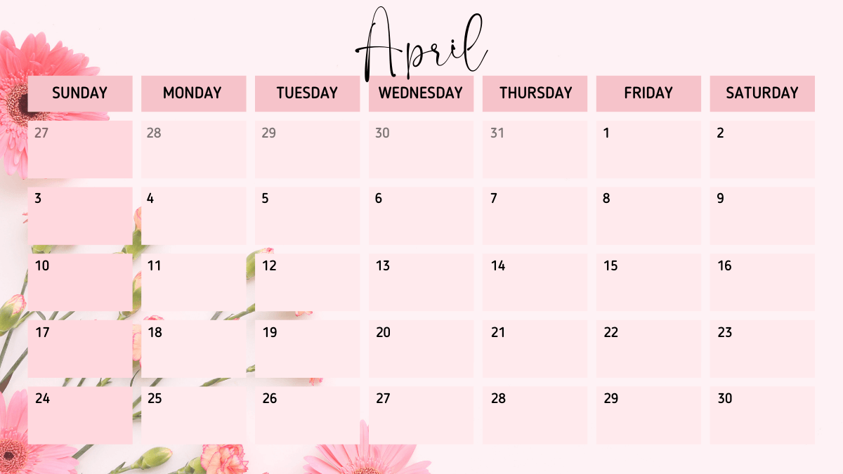 Floral April 2023 Calendar Design