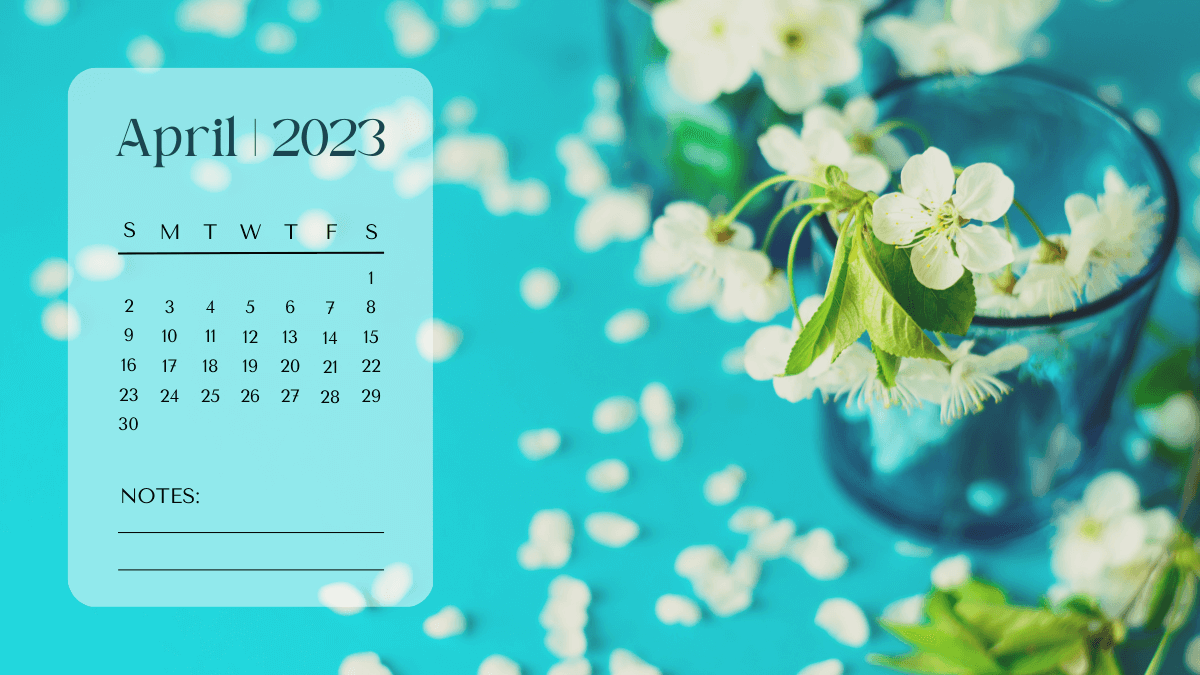 Floral April Calendar 2023 Wallpaper