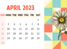 Floral Calendar Template April 2023