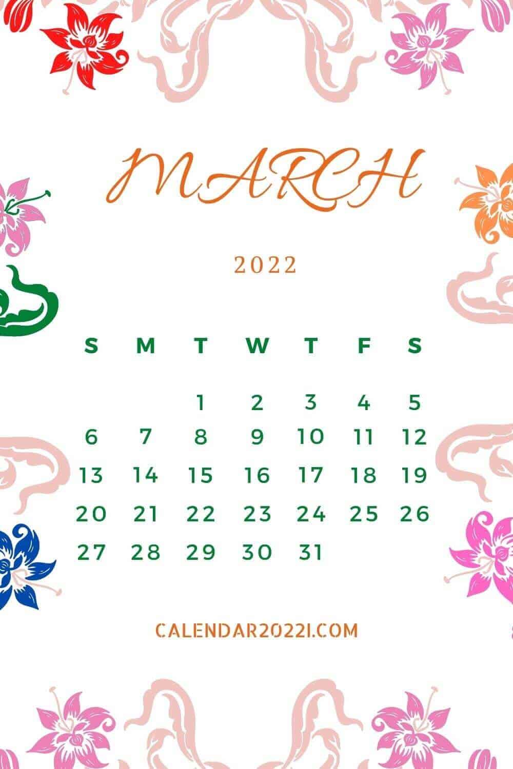 March 2022 Floral Calendar