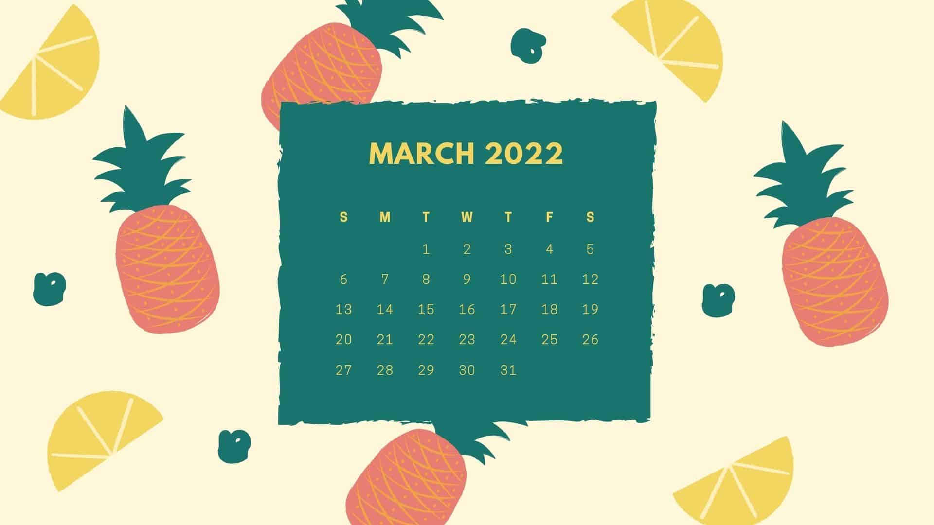 March 2022 Screensaver Calendar