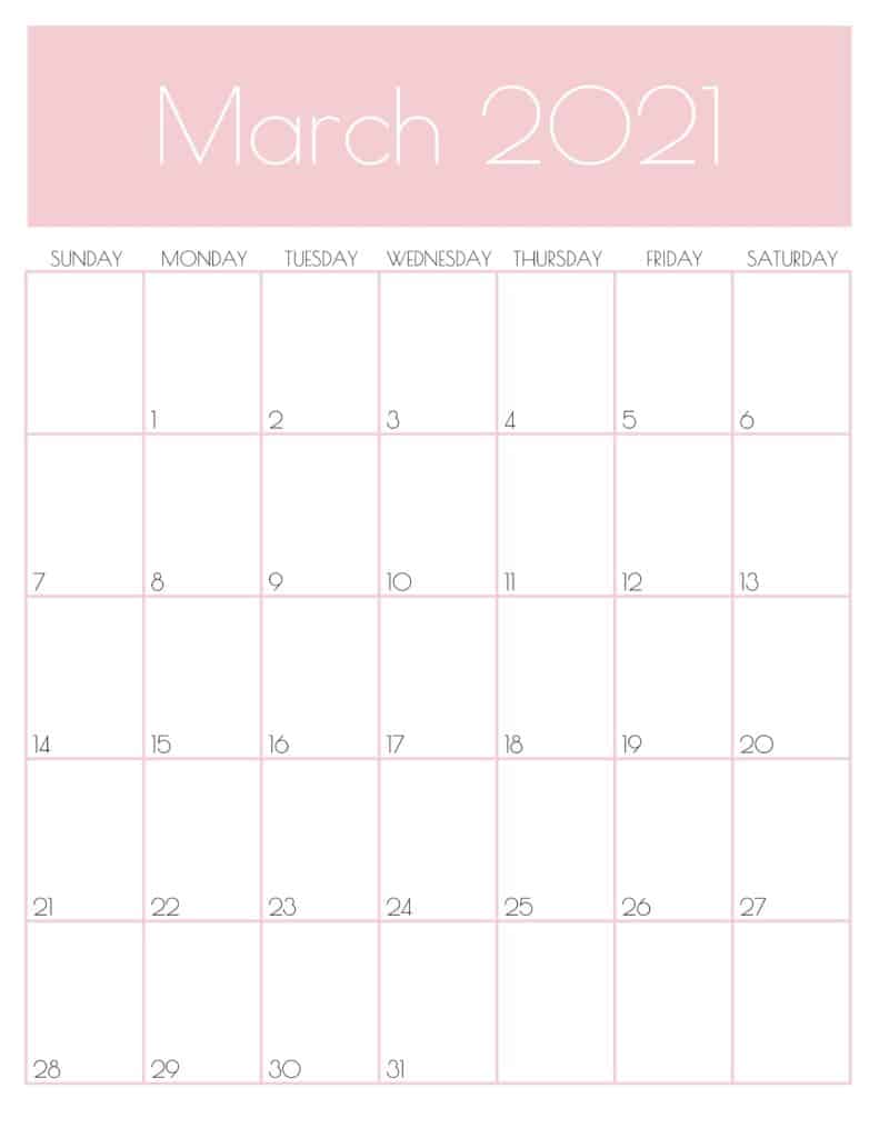 Cute March 2021 Office Wall Calendar