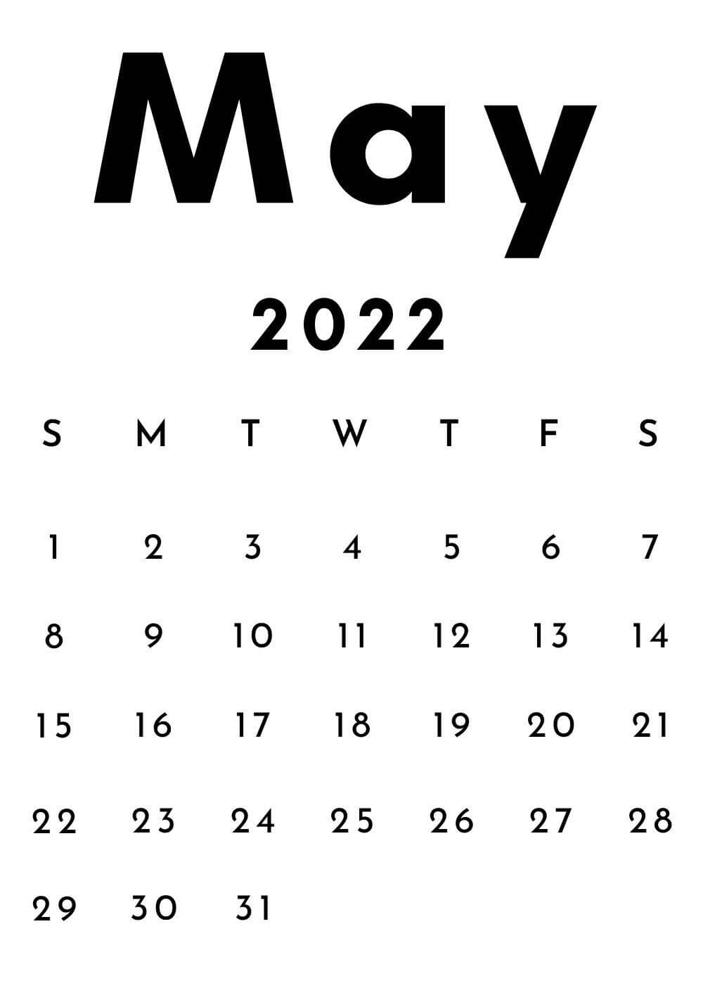 Cute May 2022 Calendar Wallpaper