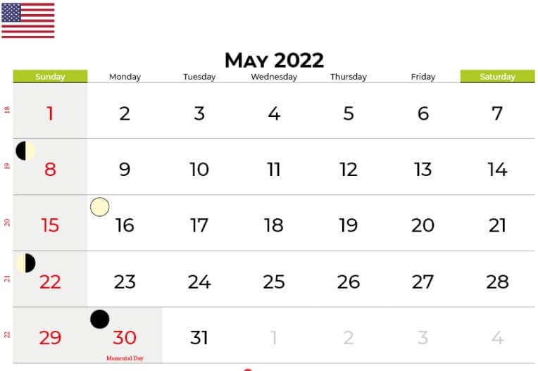 Download Free May 2022 calendar united states with holidays
