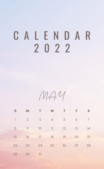 May 2022 Calendar iPhone Aesthetic Images.