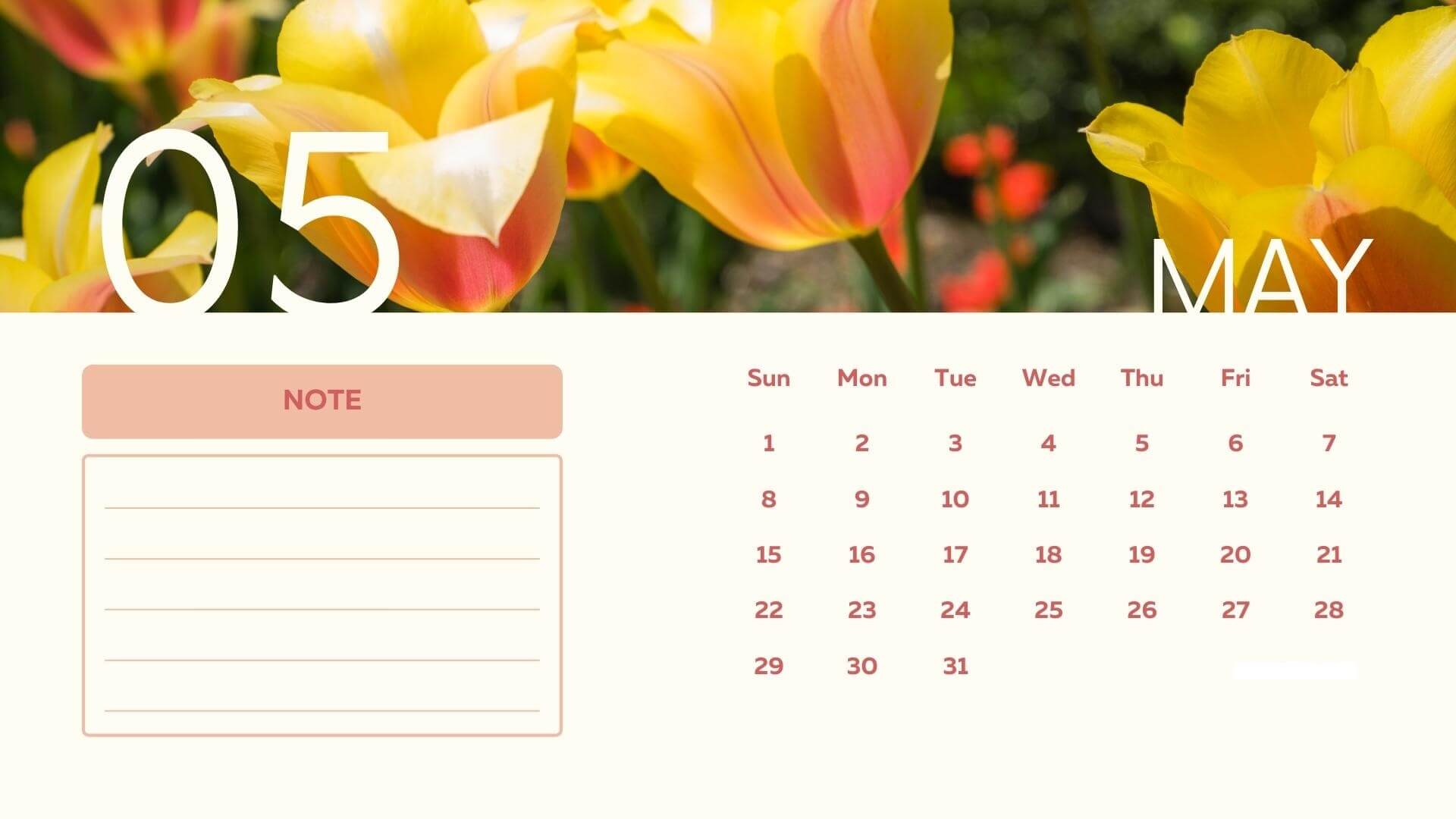 May 2022 Desktop Calendar Wallpaper