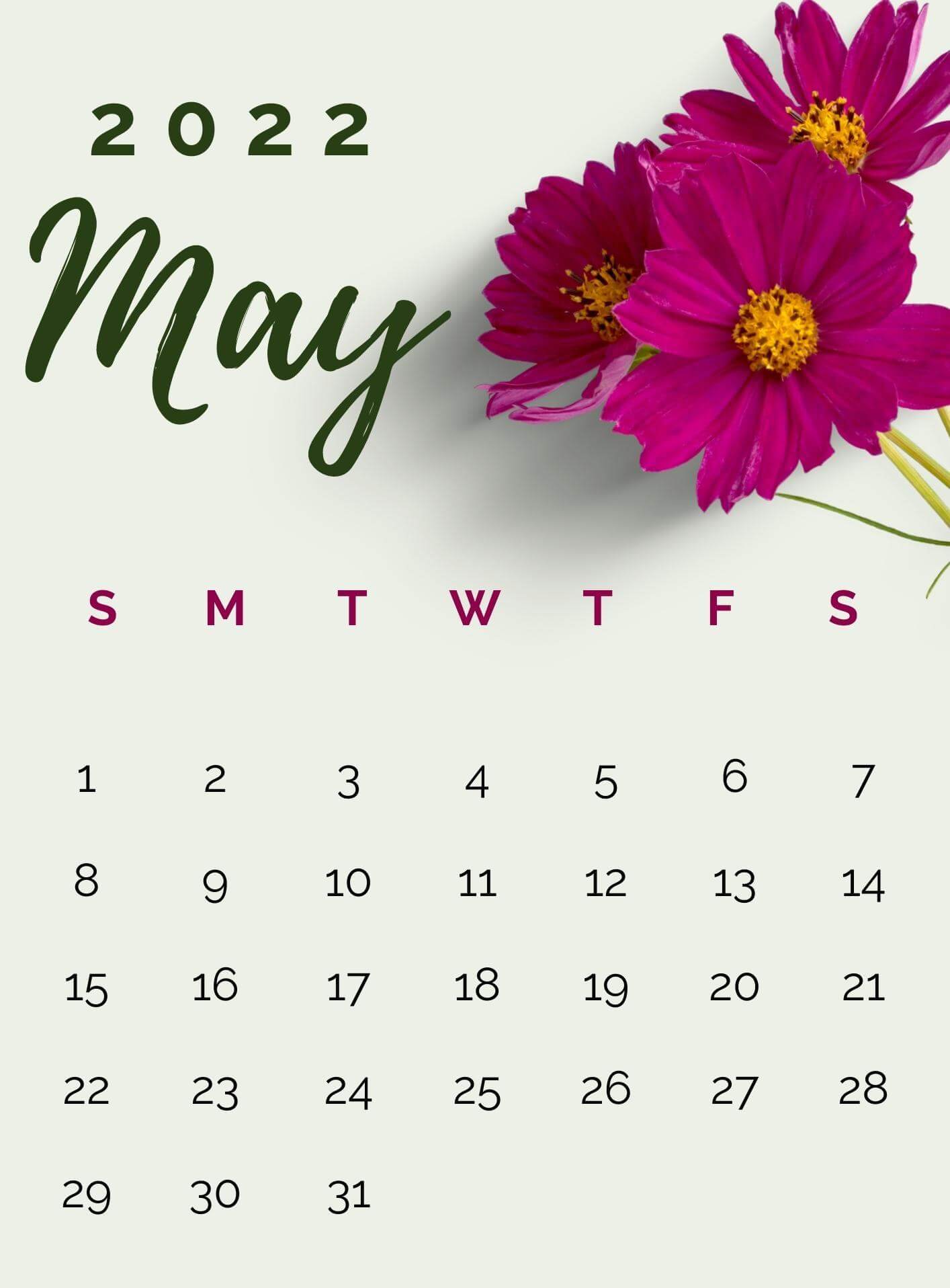 May 2022 Floral Calendar Design