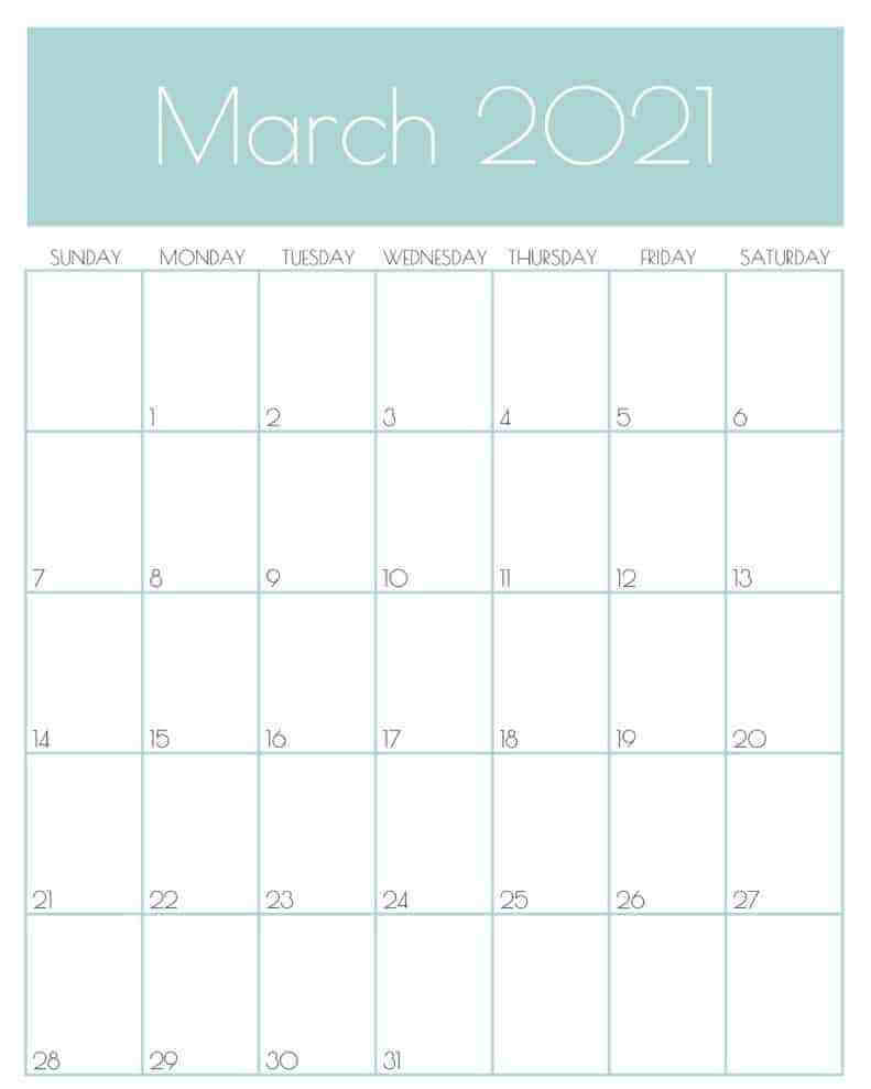 Printable March 2021 Calendar Cute