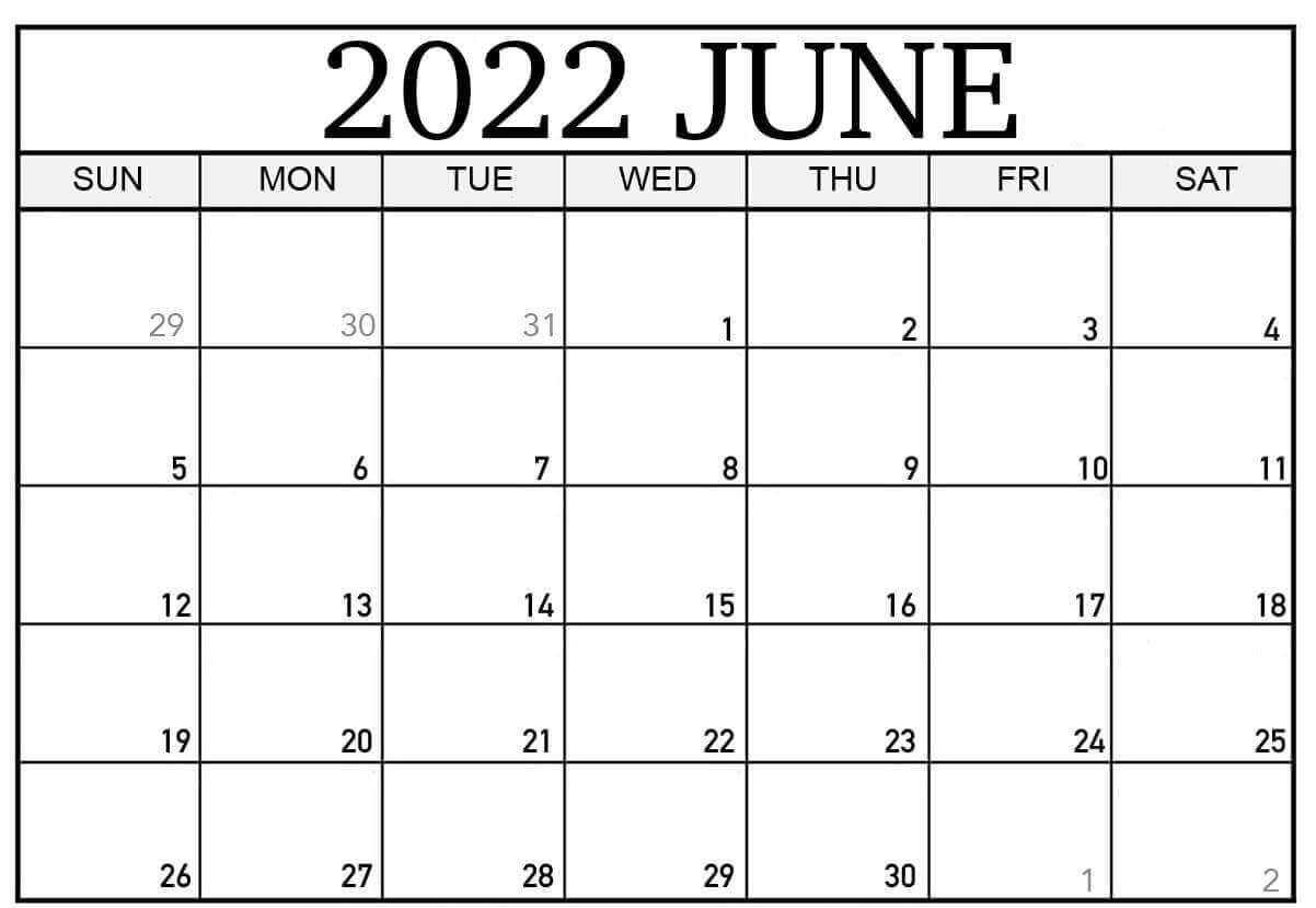 2022 June Blank Calendar