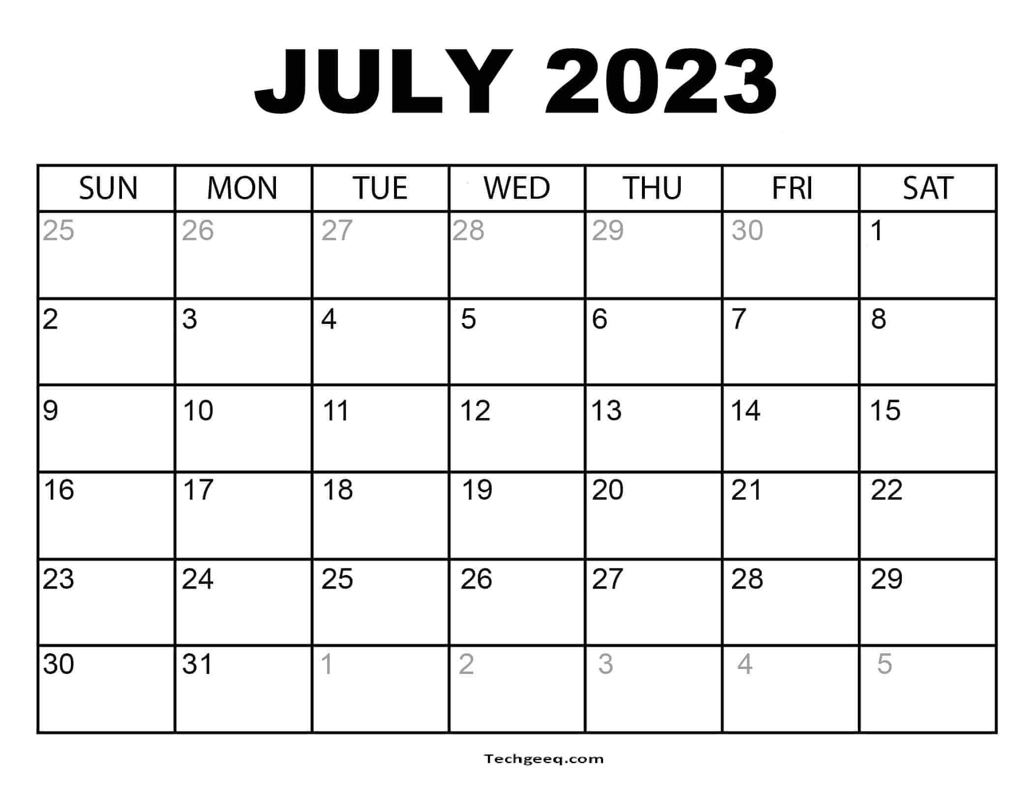 Download July 2023 Calendar