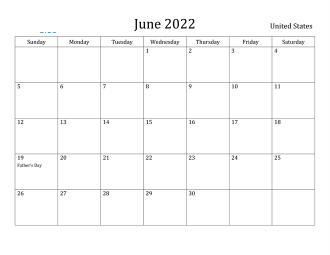 June 2022 Calendar with Holidays US