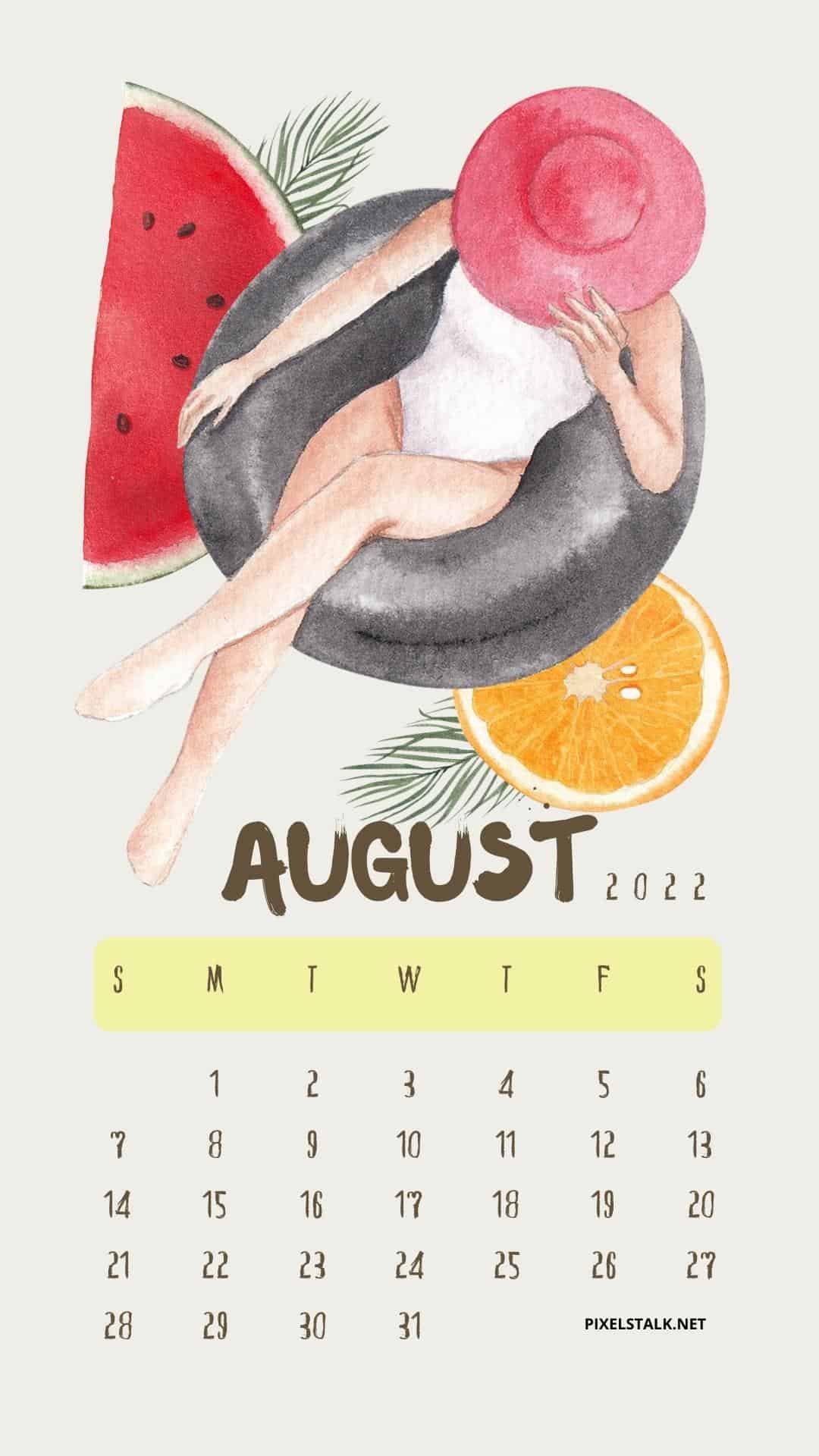 August 2022 iPhone Calendar Wallpaper