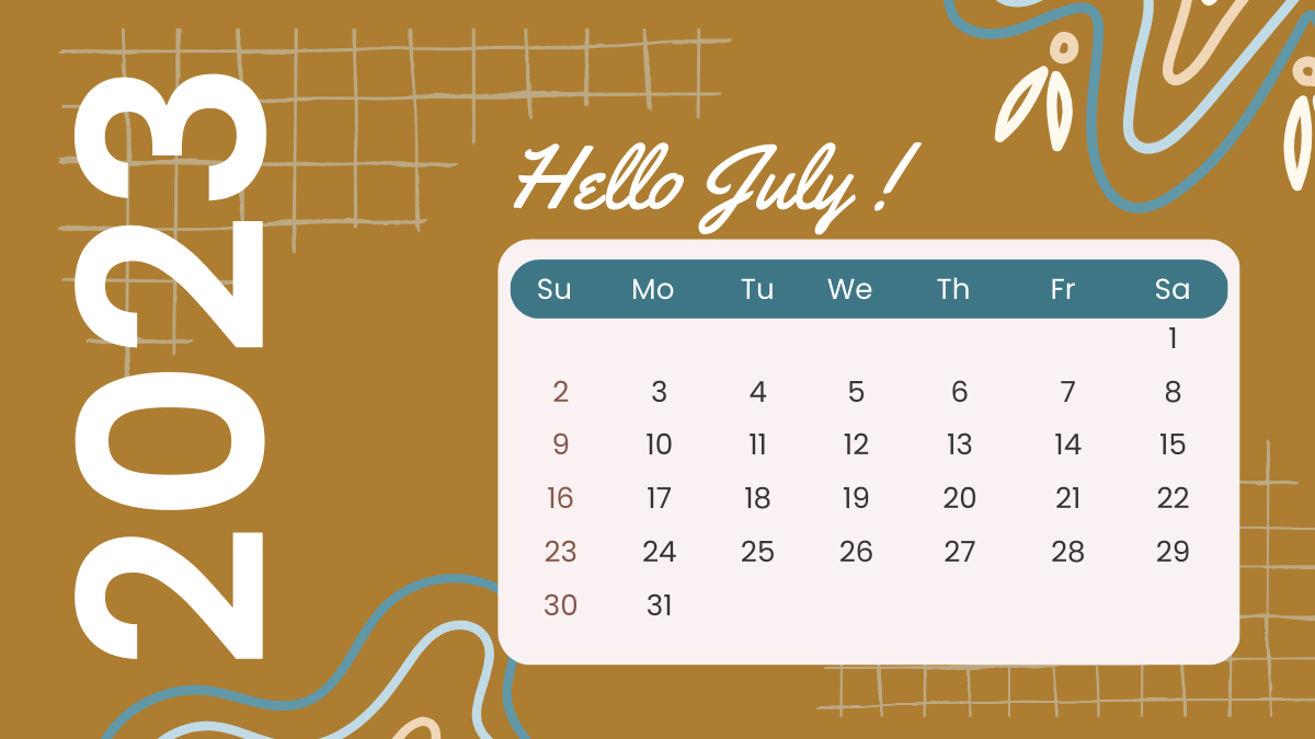 Cute Calendar July 2023