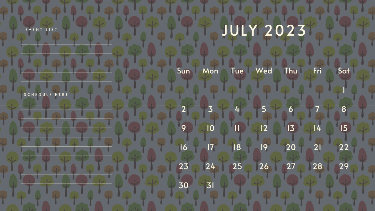 Cute July 2023 Desk Calendar