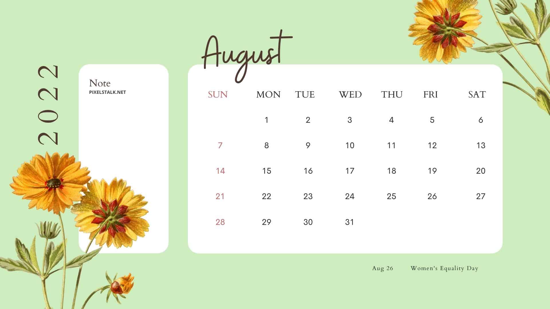Desktop August 2022 Calendar Wallpaper HD
